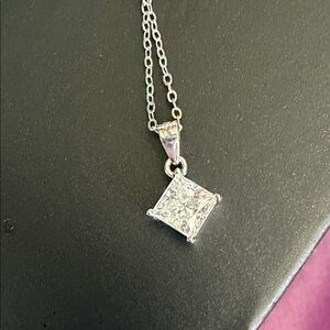 Elegant Silver Pendant Necklace one carat, moissanite